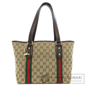 Gucci GG Canvas Sherry Line Tote Bag web Brown